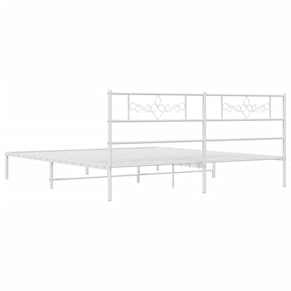 Estrutura de cama com cabeceira 193x203 cm metal branco