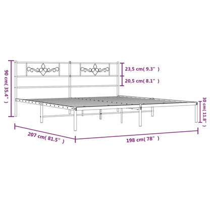 Estrutura de cama com cabeceira 193x203 cm metal branco