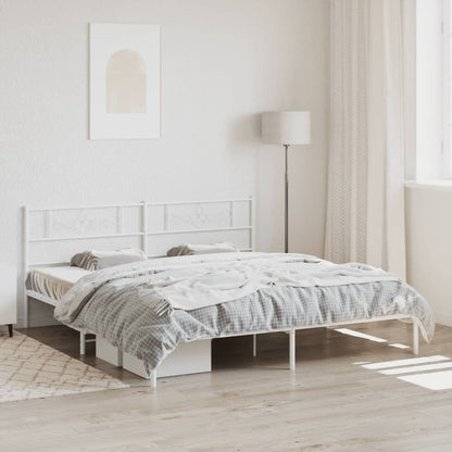 Estrutura de cama com cabeceira 193x203 cm metal branco