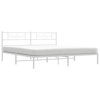 Estrutura de cama com cabeceira 200x200 cm metal branco