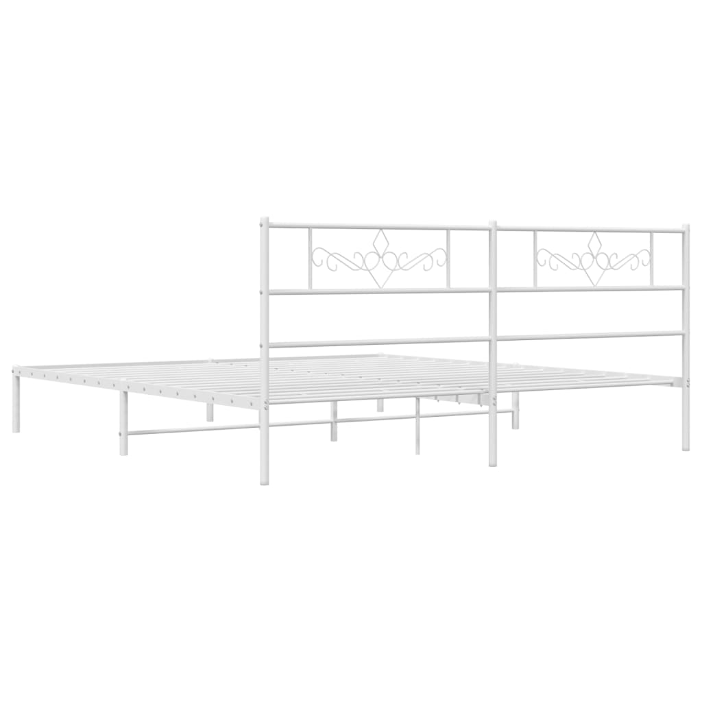 Estrutura de cama com cabeceira 200x200 cm metal branco