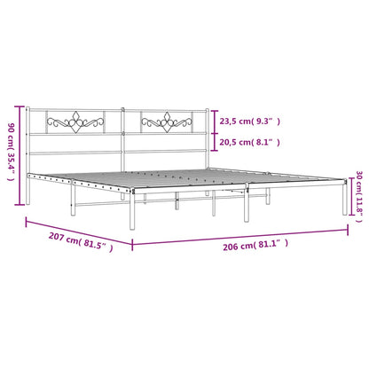 Estrutura de cama com cabeceira 200x200 cm metal branco