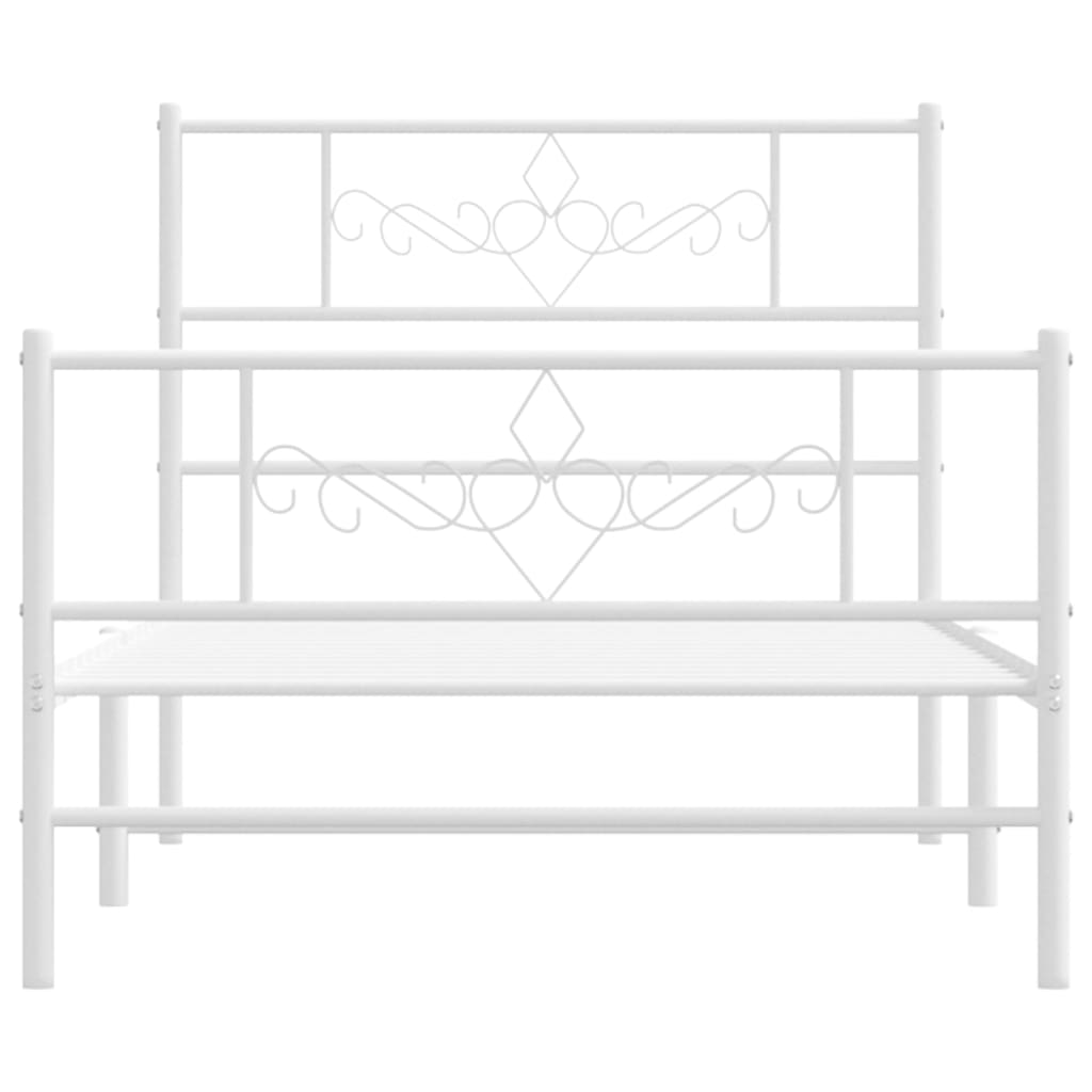 Estrutura de cama com cabeceira e pés 75x190 cm metal branco