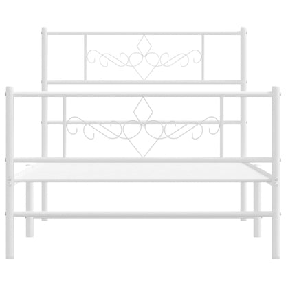 Estrutura de cama com cabeceira e pés 75x190 cm metal branco