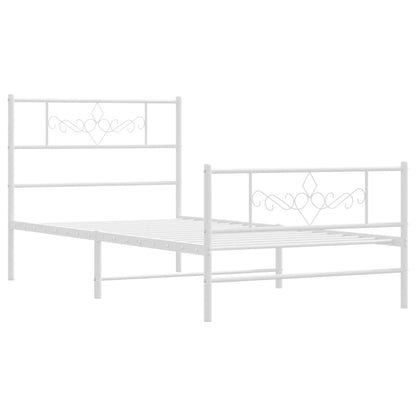 Estrutura de cama com cabeceira e pés 75x190 cm metal branco