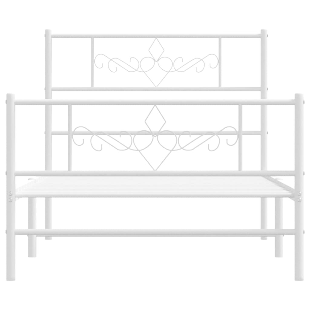 Estrutura de cama com cabeceira e pés 90x190 cm metal branco