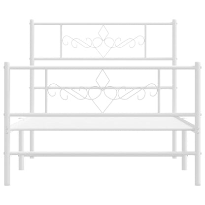 Estrutura de cama com cabeceira e pés 90x190 cm metal branco