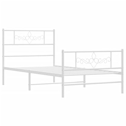 Estrutura de cama com cabeceira e pés 90x190 cm metal branco