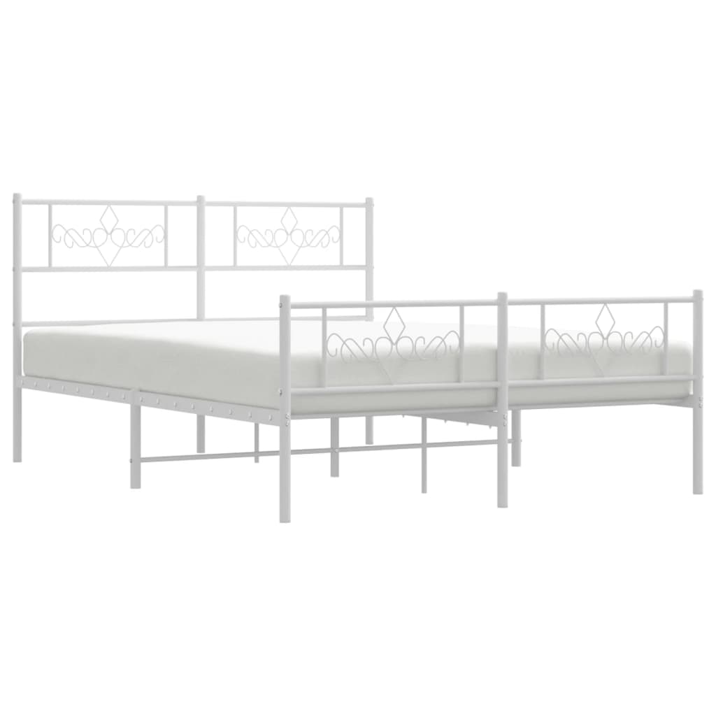 Estrutura de cama com cabeceira e pés 120x190 cm metal branco