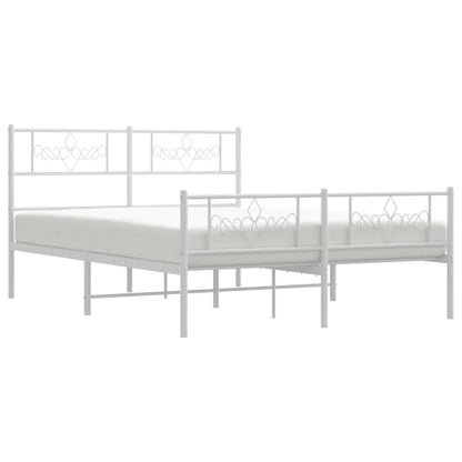 Estrutura de cama com cabeceira e pés 120x190 cm metal branco