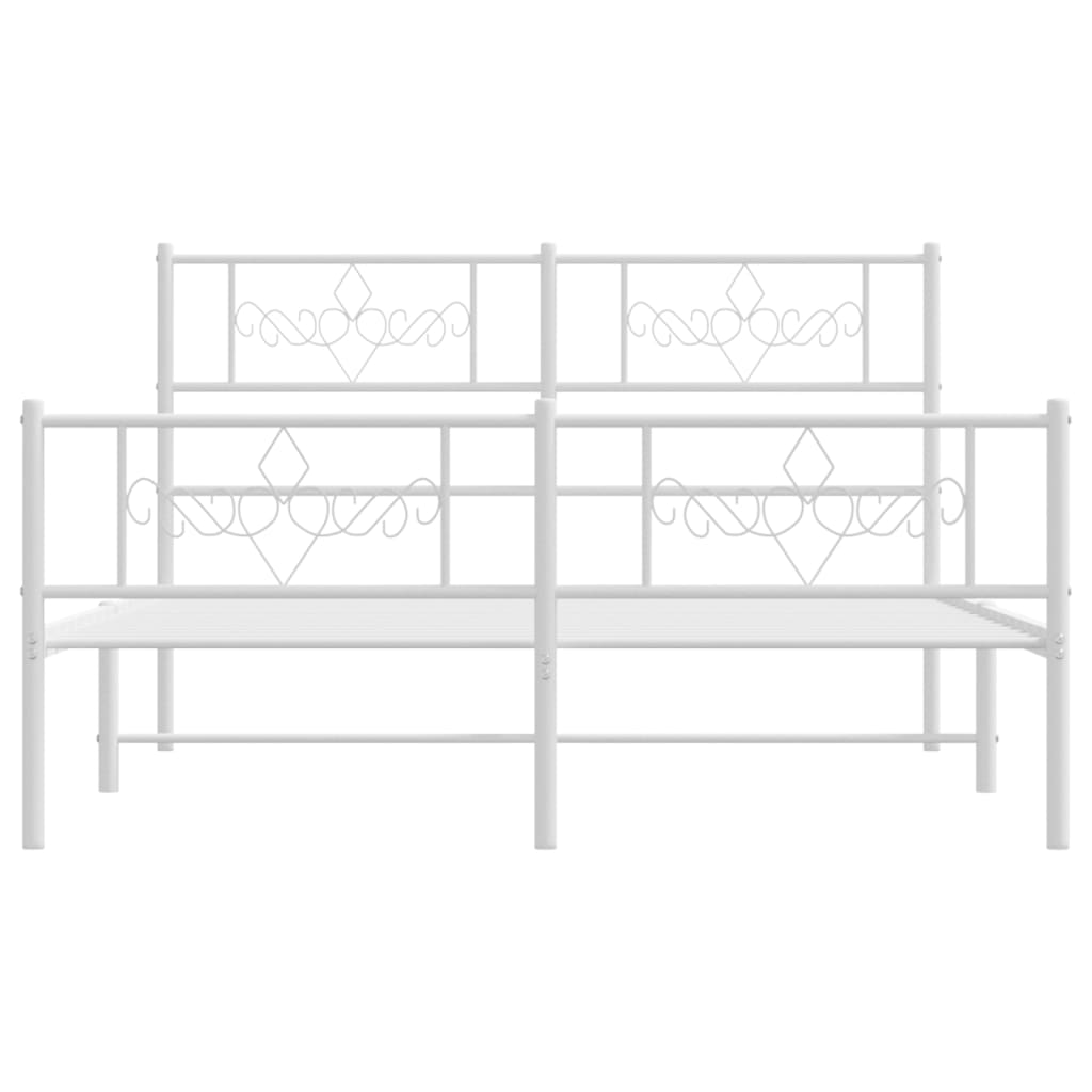 Estrutura de cama com cabeceira e pés 120x190 cm metal branco