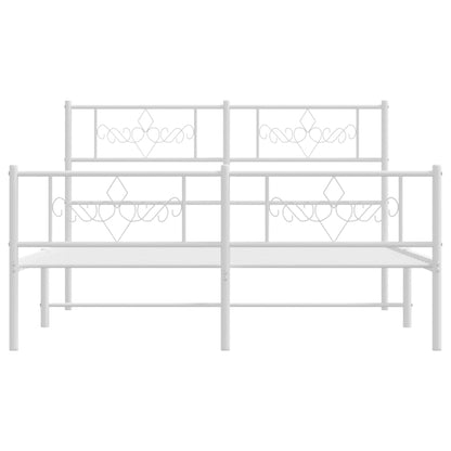 Estrutura de cama com cabeceira e pés 120x190 cm metal branco