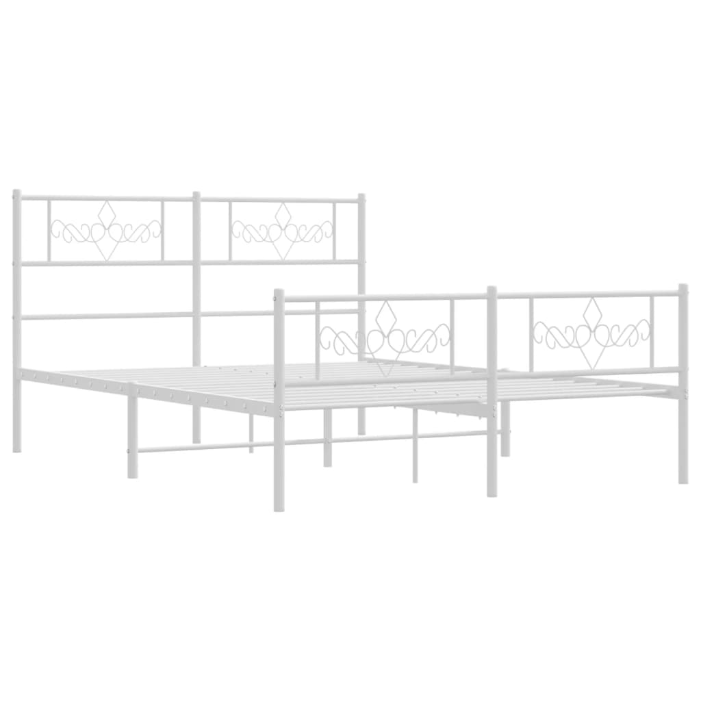 Estrutura de cama com cabeceira e pés 120x190 cm metal branco