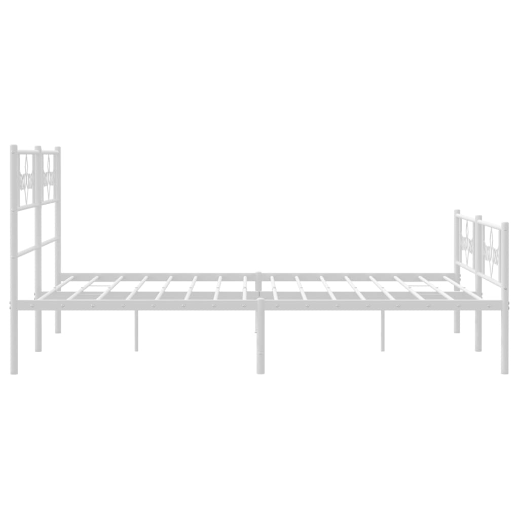 Estrutura de cama com cabeceira e pés 120x190 cm metal branco