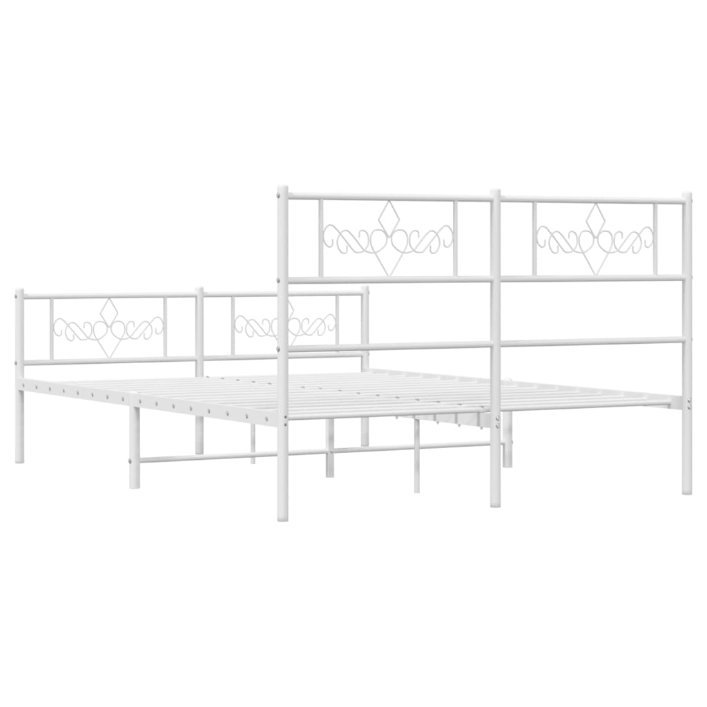 Estrutura de cama com cabeceira e pés 120x190 cm metal branco