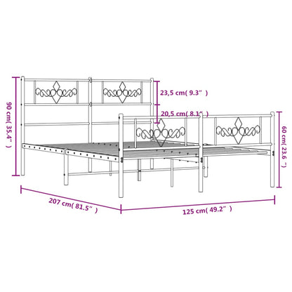 Estrutura de cama com cabeceira e pés 120x200 cm metal branco