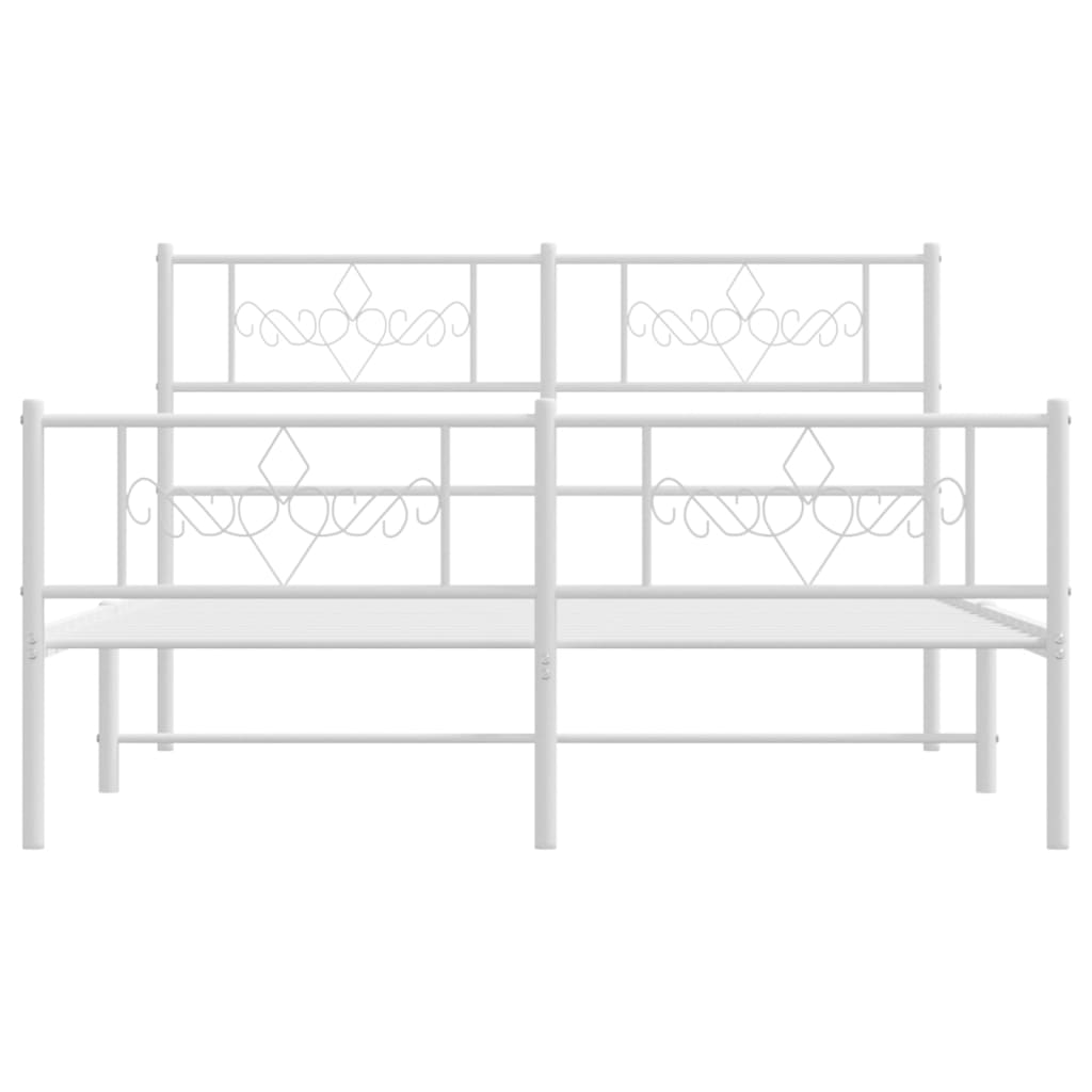 Estrutura de cama com cabeceira e pés 135x190 cm metal branco