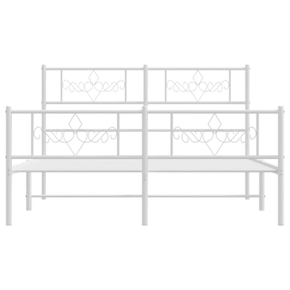 Estrutura de cama com cabeceira e pés 135x190 cm metal branco