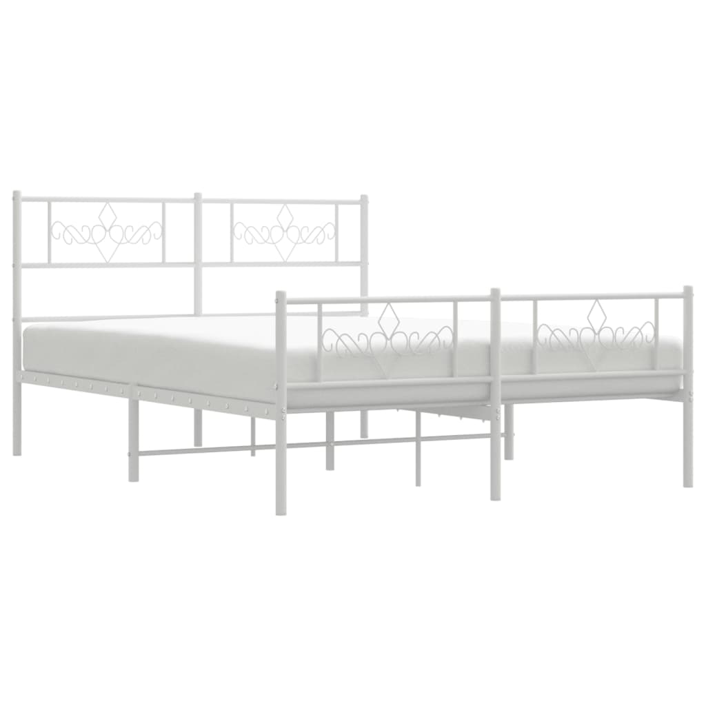 Estrutura de cama com cabeceira e pés 140x200 cm metal branco