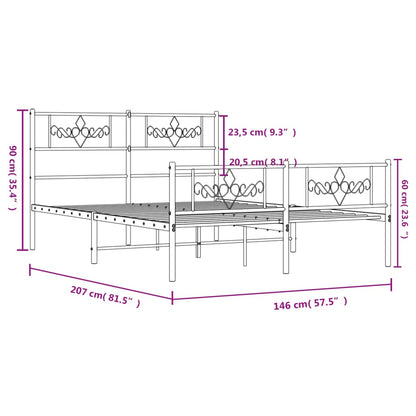 Estrutura de cama com cabeceira e pés 140x200 cm metal branco