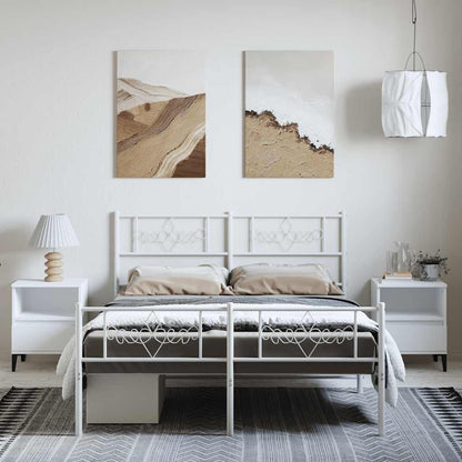 Estrutura de cama com cabeceira e pés 150x200 cm metal branco