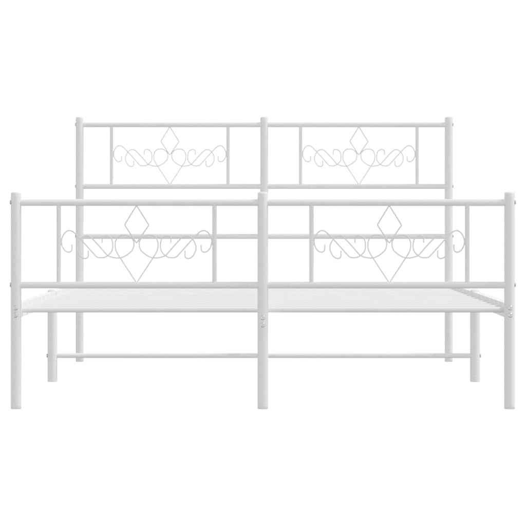 Estrutura de cama com cabeceira e pés 150x200 cm metal branco