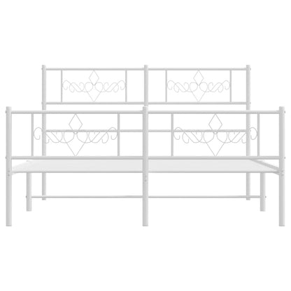 Estrutura de cama com cabeceira e pés 150x200 cm metal branco