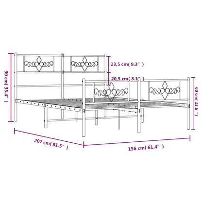 Estrutura de cama com cabeceira e pés 150x200 cm metal branco