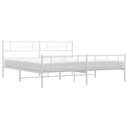 Estrutura de cama com cabeceira e pés 180x200 cm metal branco