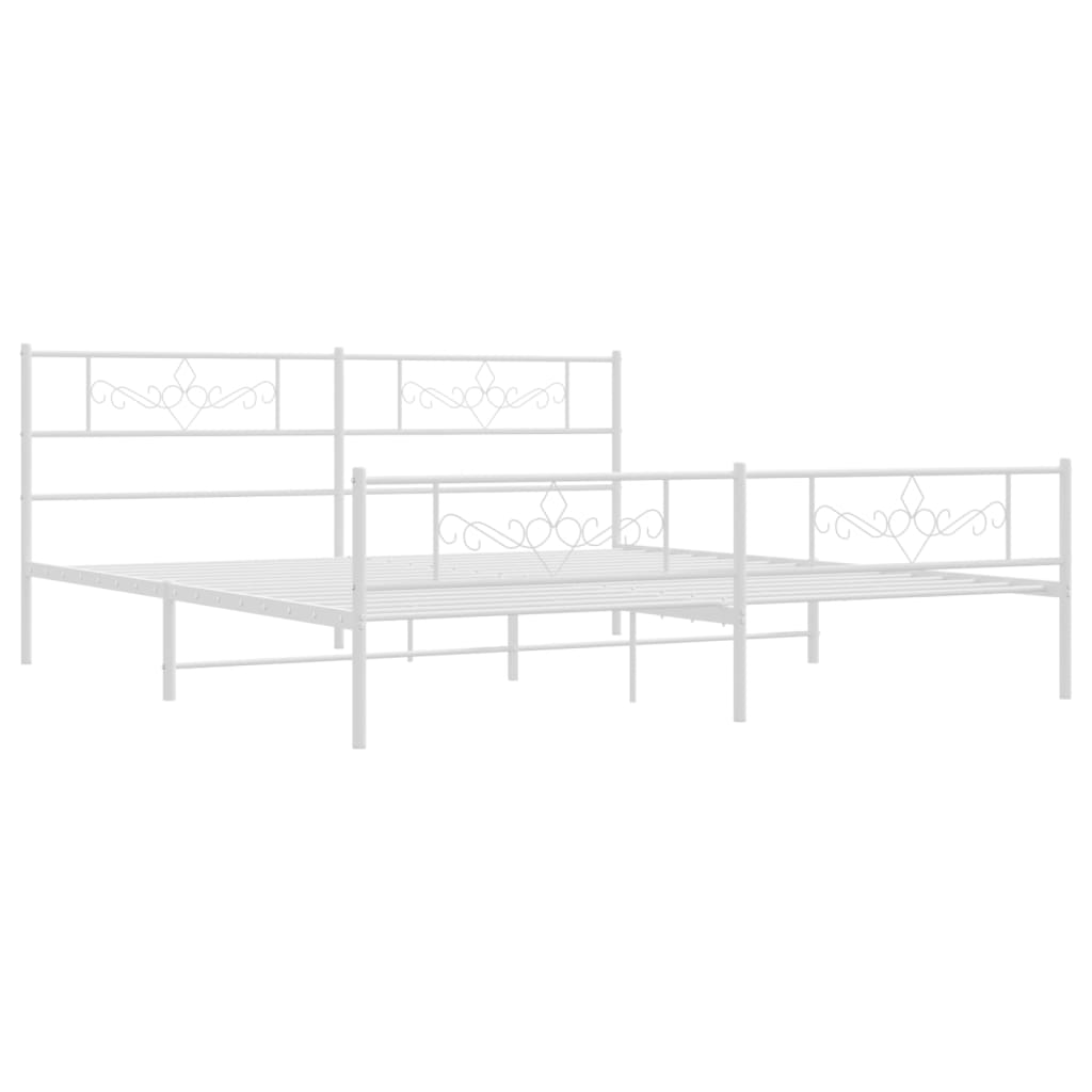 Estrutura de cama com cabeceira e pés 180x200 cm metal branco