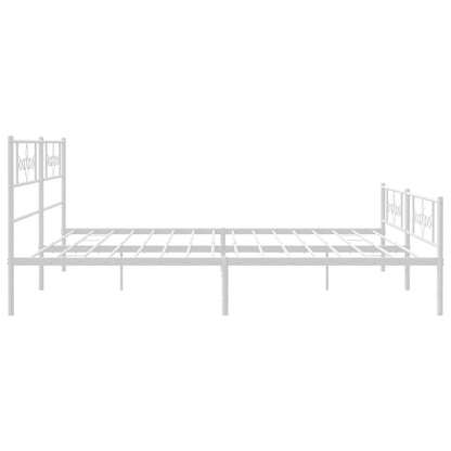 Estrutura de cama com cabeceira e pés 180x200 cm metal branco