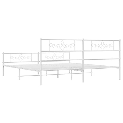 Estrutura de cama com cabeceira e pés 180x200 cm metal branco