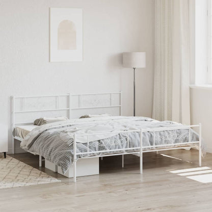 Estrutura de cama com cabeceira e pés 180x200 cm metal branco