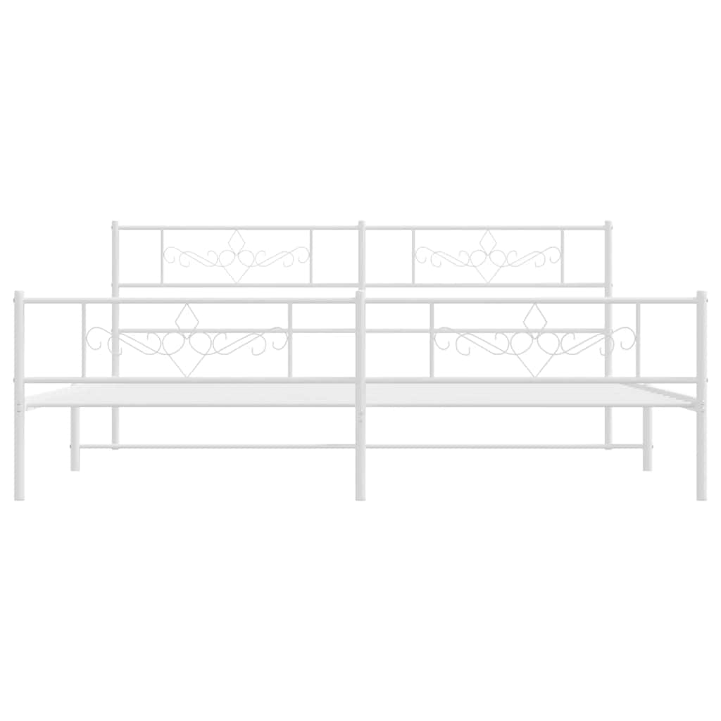 Estrutura de cama com cabeceira e pés 183x213 cm metal branco