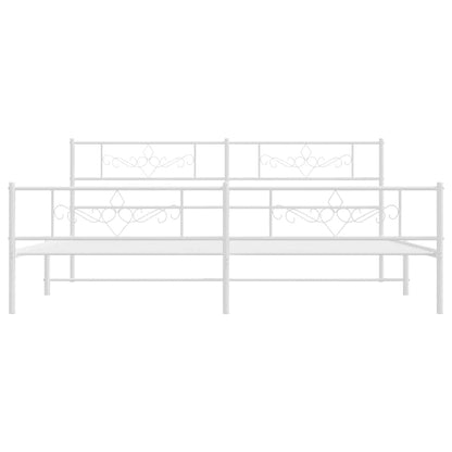 Estrutura de cama com cabeceira e pés 183x213 cm metal branco