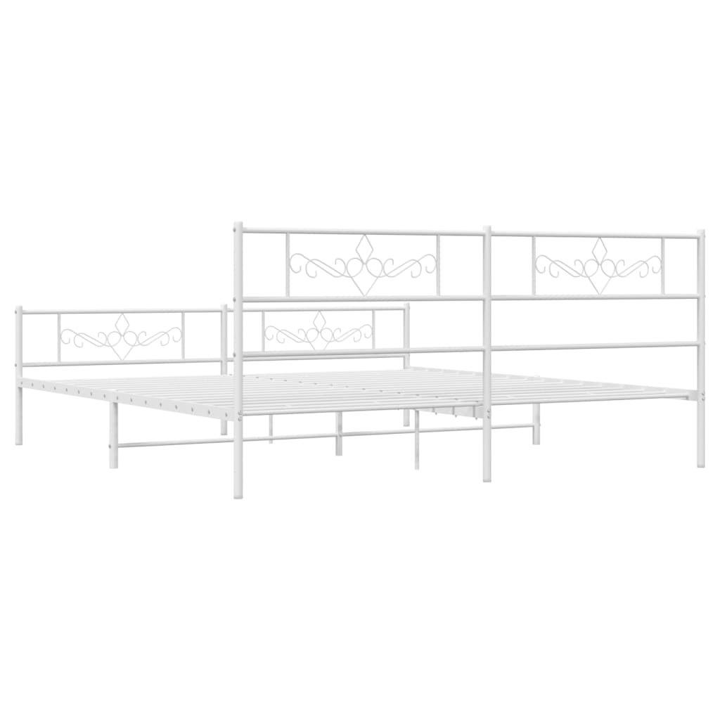 Estrutura de cama com cabeceira e pés 183x213 cm metal branco