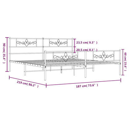 Estrutura de cama com cabeceira e pés 183x213 cm metal branco