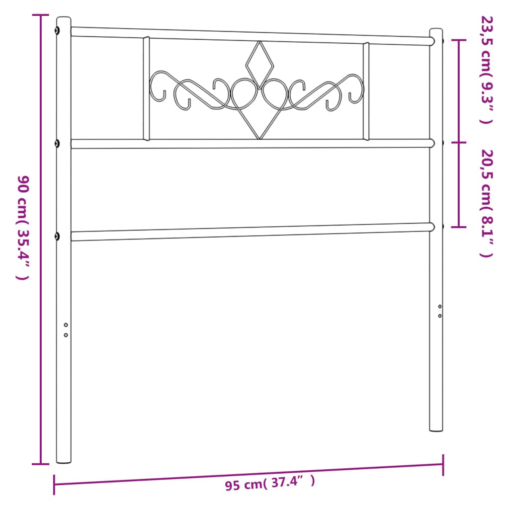 Cabeceira de cama 90 cm metal branco