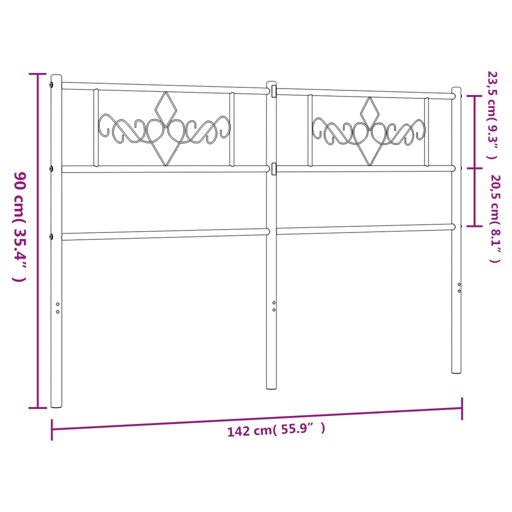 Cabeceira de cama 135 cm metal branco