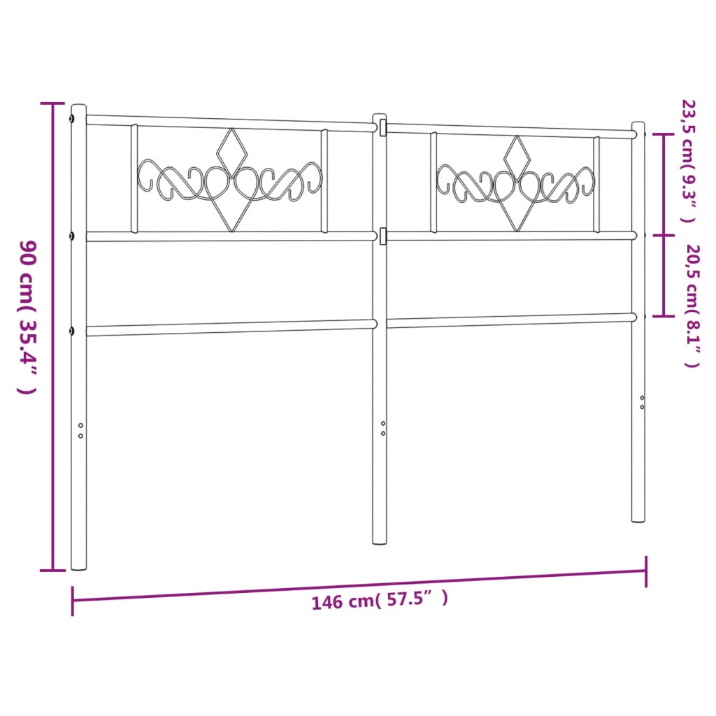 Cabeceira de cama 140 cm metal branco