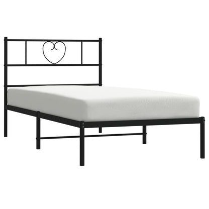 Estrutura de cama com cabeceira 75x190 cm metal preto