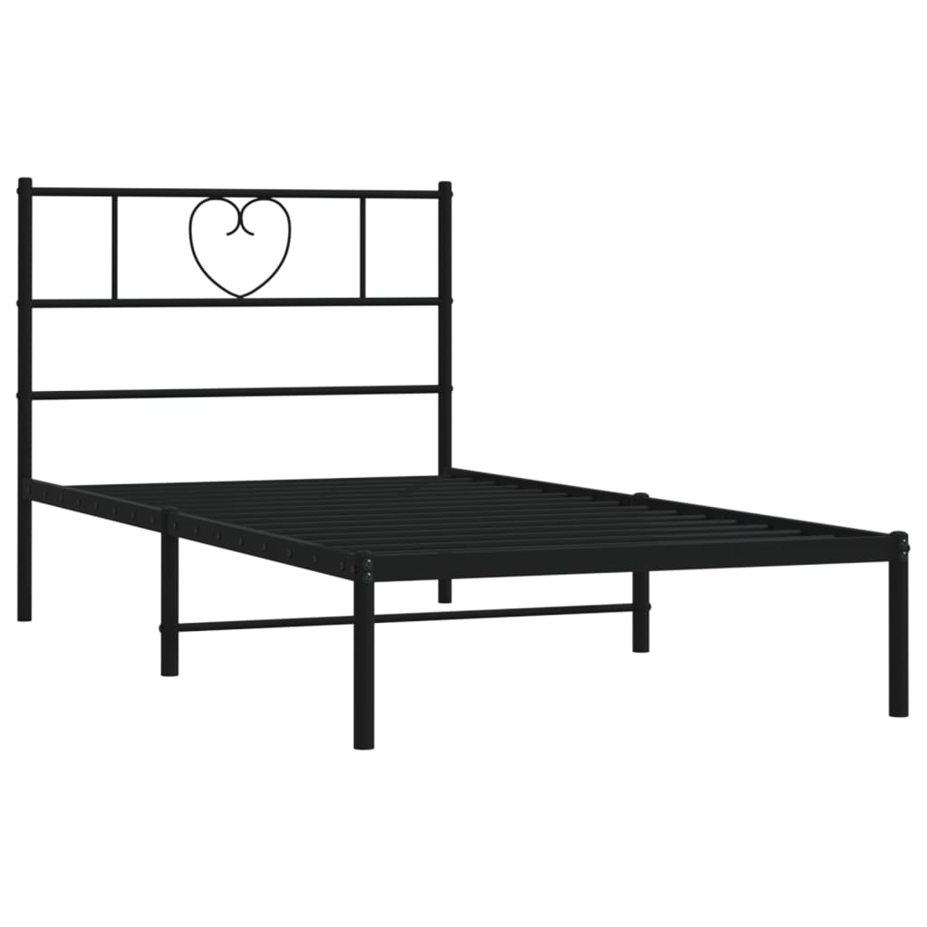 Estrutura de cama com cabeceira 75x190 cm metal preto