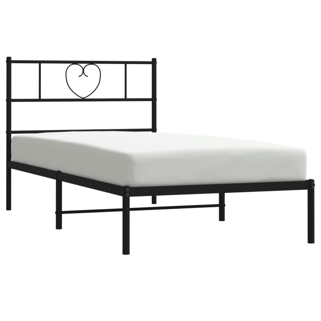 Estrutura de cama com cabeceira 80x200 cm metal preto