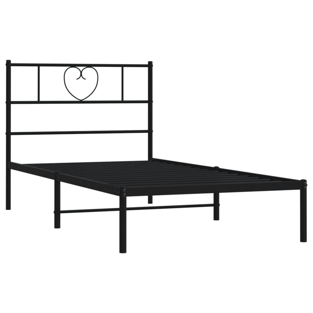 Estrutura de cama com cabeceira 80x200 cm metal preto