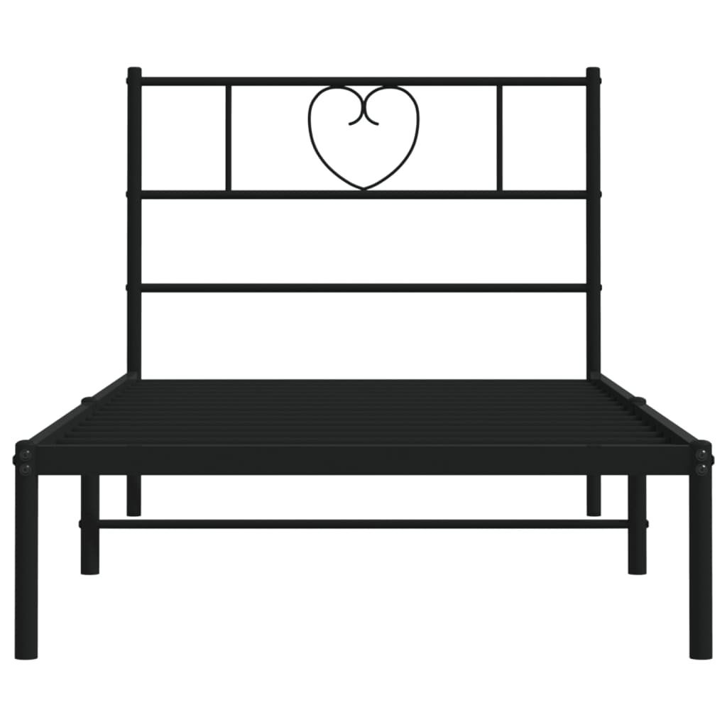 Estrutura de cama com cabeceira 80x200 cm metal preto