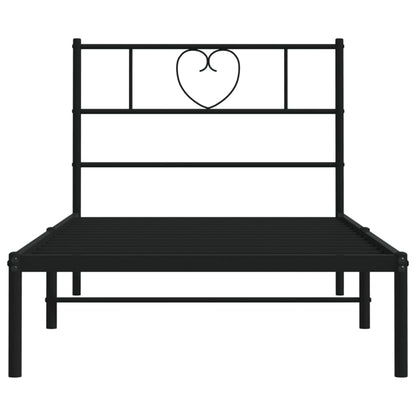 Estrutura de cama com cabeceira 80x200 cm metal preto