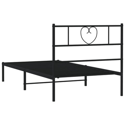 Estrutura de cama com cabeceira 80x200 cm metal preto