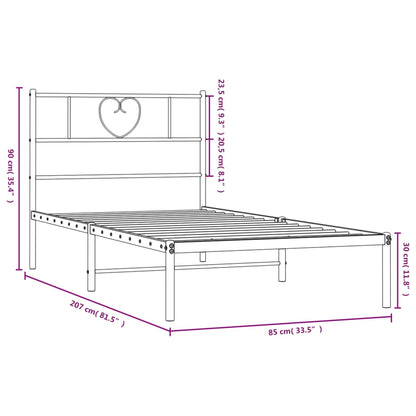 Estrutura de cama com cabeceira 80x200 cm metal preto