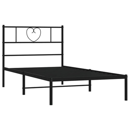 Estrutura de cama com cabeceira 90x190 cm metal preto