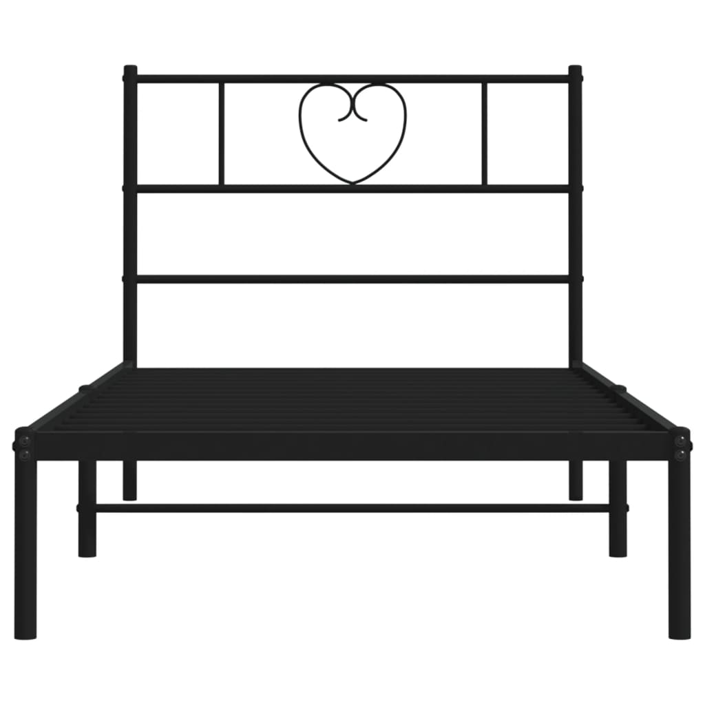 Estrutura de cama com cabeceira 90x190 cm metal preto